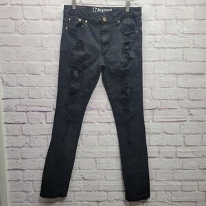 Argonaut‎ Nation Black Distressed Jeans Size 34x34 Ripped Destroyed Skinny